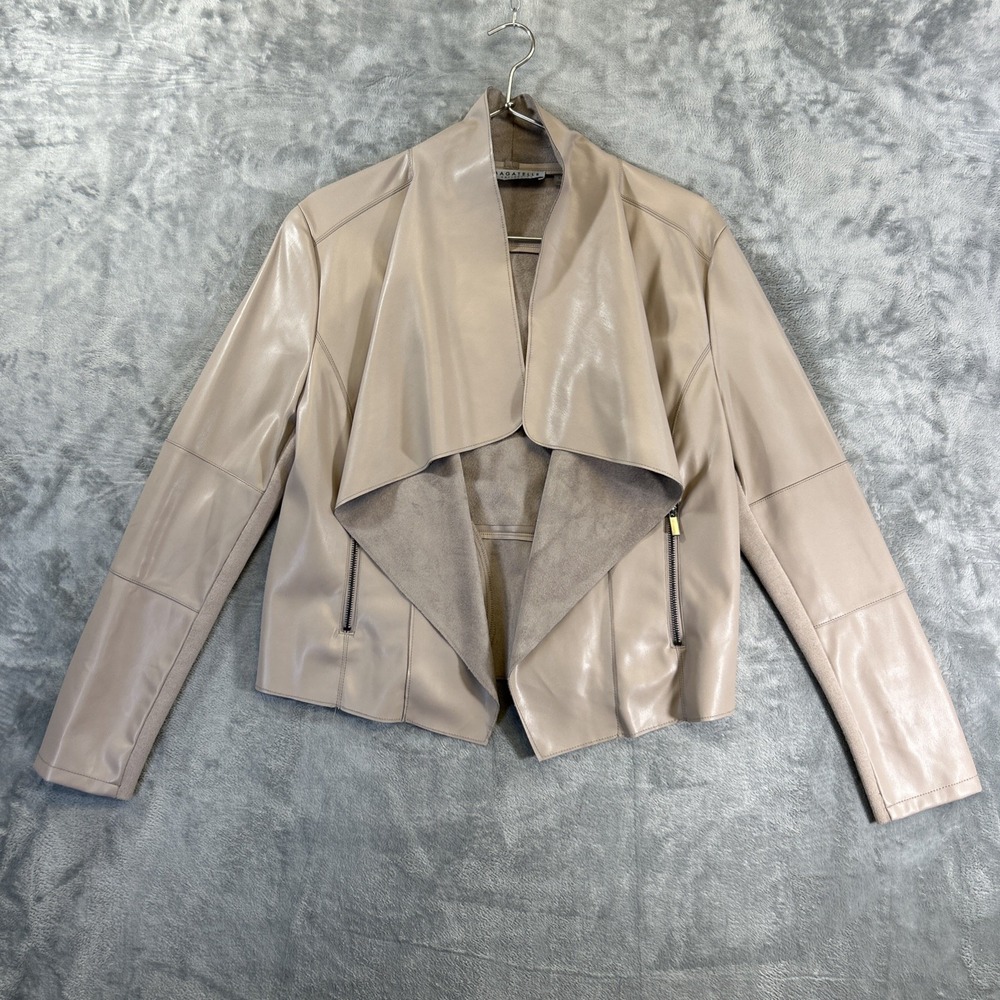 Bagatelle Collection Women's Faux Leather Jacket Size Large Tan Champagne Beige